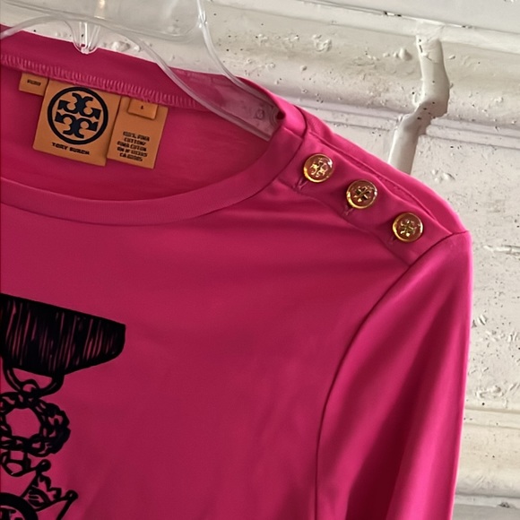Tory Burch Long sleeve knit velvet logo shirt - Picture 3 of 5